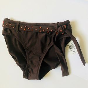 Be Creative Belted & Beaded Brown Swim Bottoms